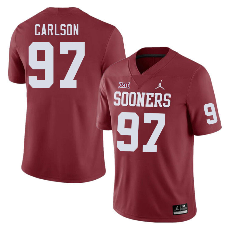 Men #97 Kyle Carlson Oklahoma Sooners College Football Jerseys Stitched Sale-Crimson - Click Image to Close